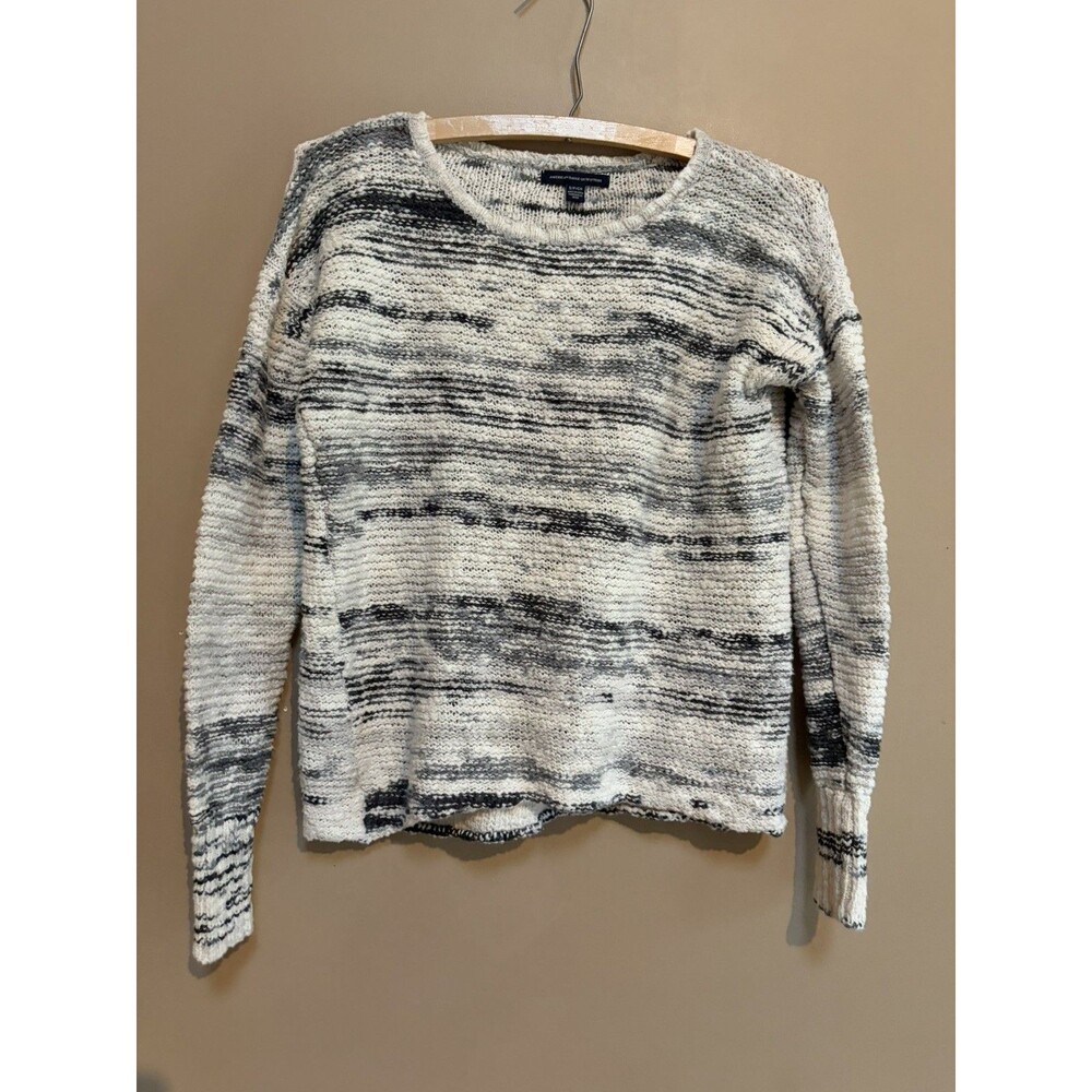 AMERICAN EAGLE 100% Cotton Women’s Gray White Marled Sweater Size Small Boho